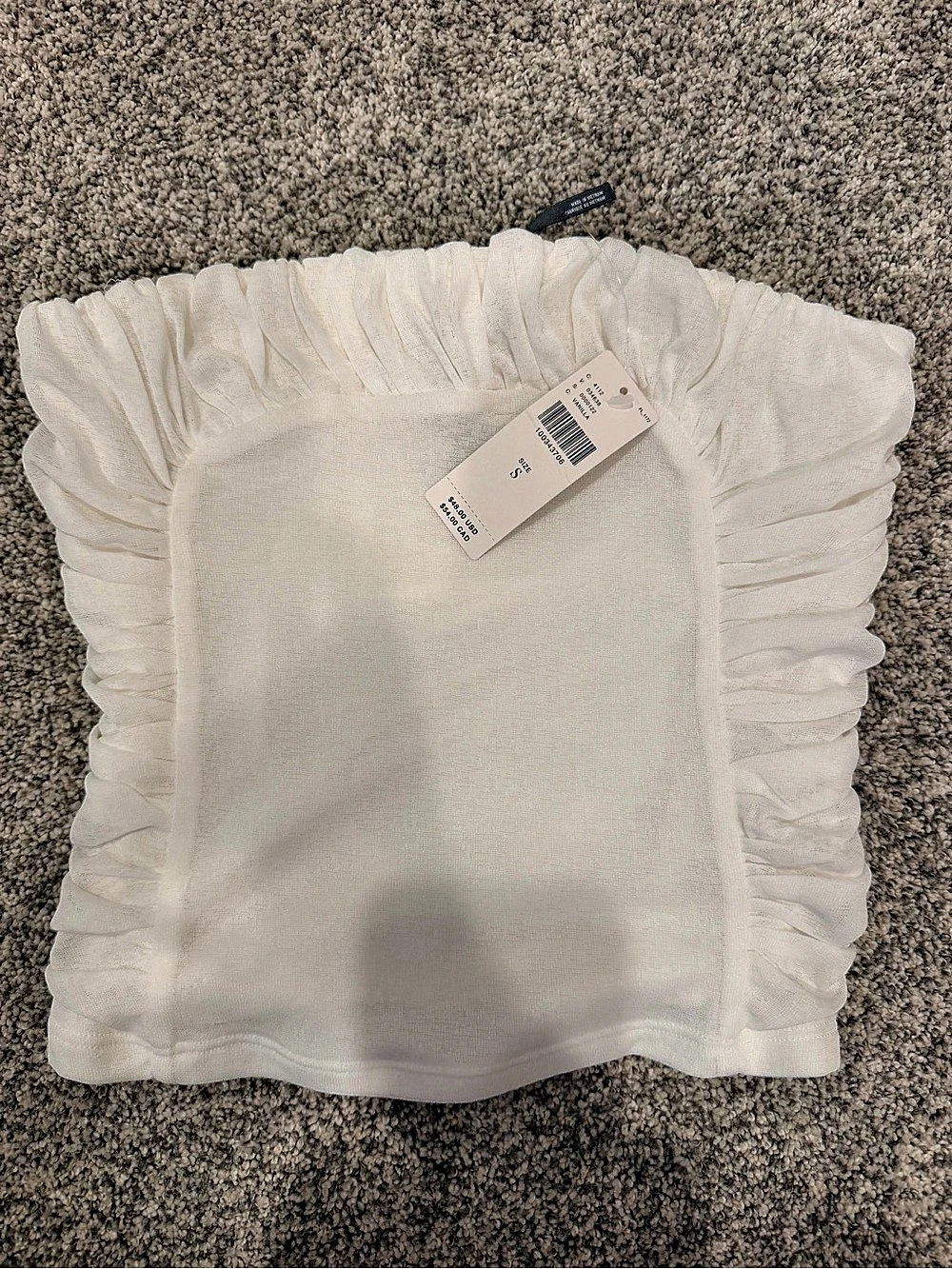 Anthropologie Ruched Crop Top in White Size Small NWT